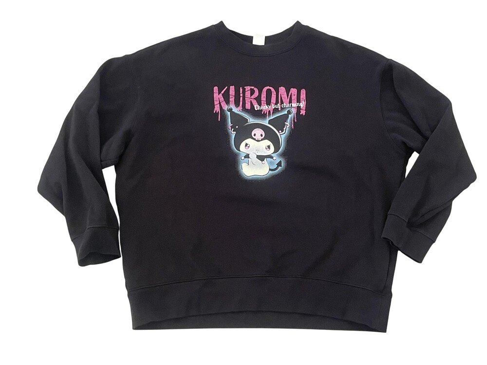Uniqlo Sweatshirt Womens Medium Black Kuromi Sanrio UT Graphic Pullover Terry